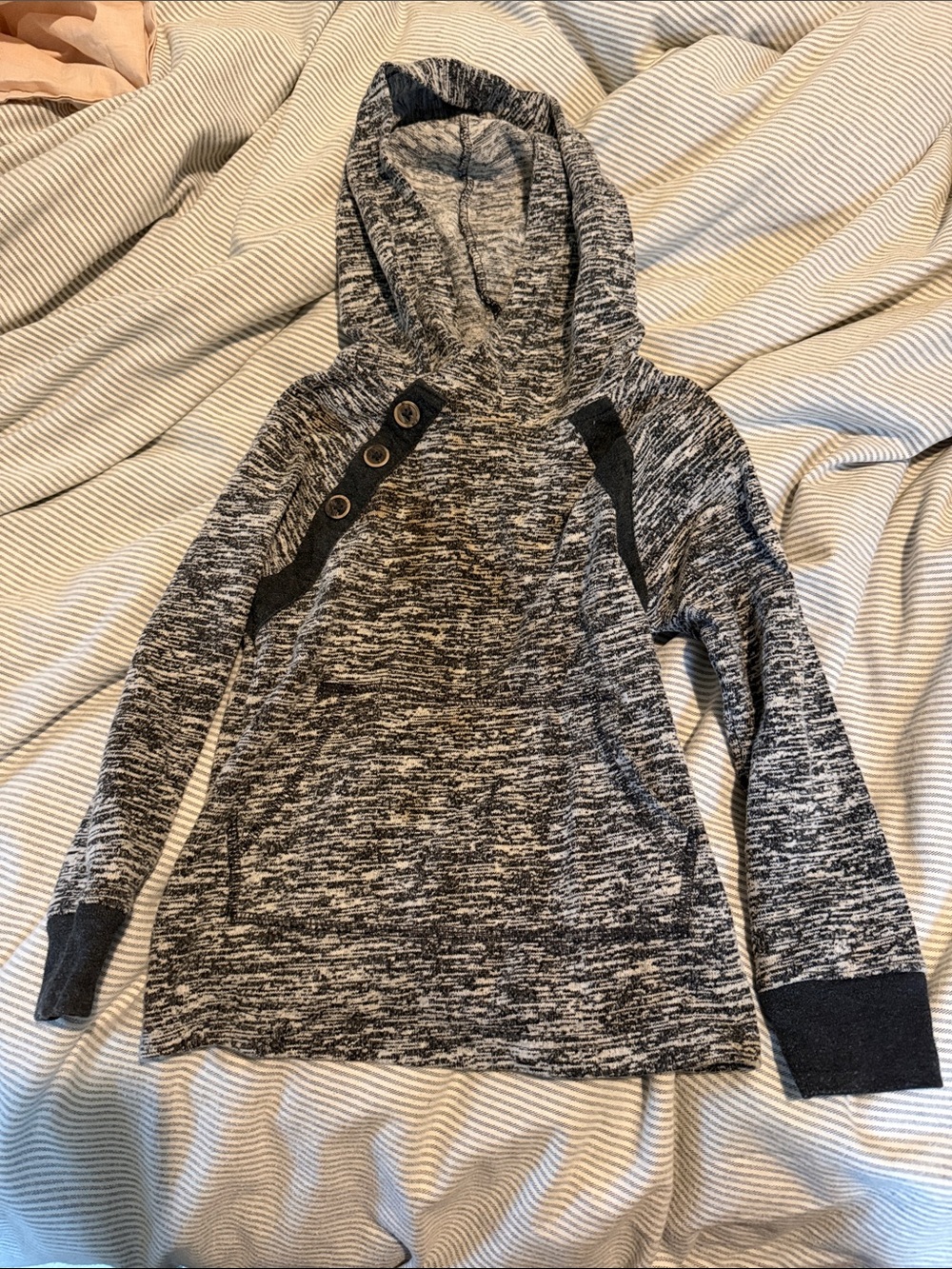 Cat & Jack Marled Knit Hoodie - Black & White